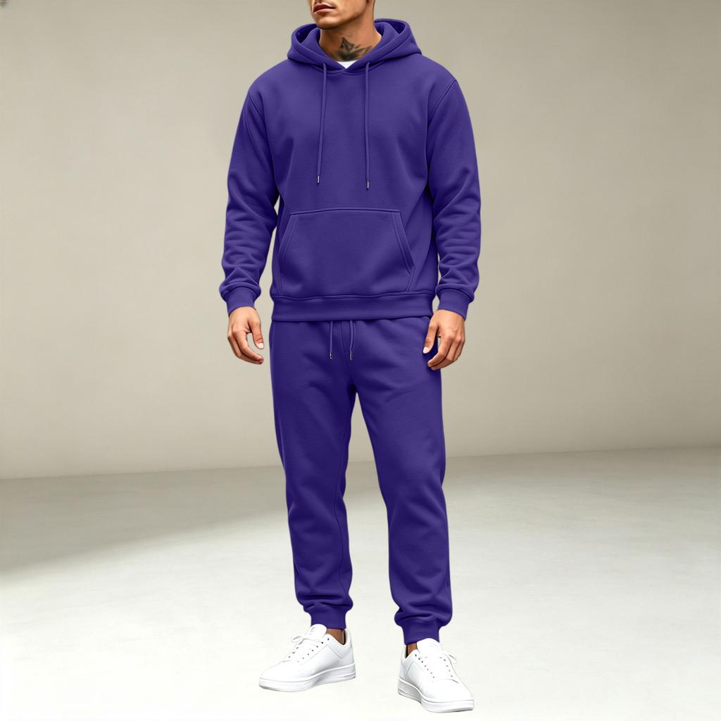 Men's Pullover Hoodie Sweatshirt Athletic Track Suit Set for Sports, Workout and Casual Wear