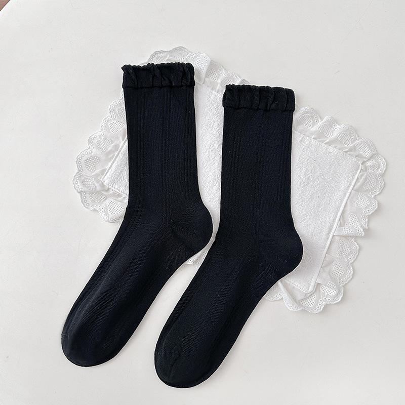 

Spring and Summer Lightweight Children s Ballet-style Sweet Flower Bud Tube Ankle Socks That Are Versatile and Come in Solid Colors. 1 pair чорний