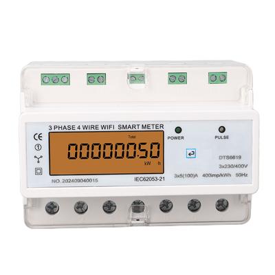 3fázový 4vodičový WiFi elektroměr s podsvíceným displejem, ovládáním přes aplikaci, na DIN lištu, chytrý elektroměr 3x230V