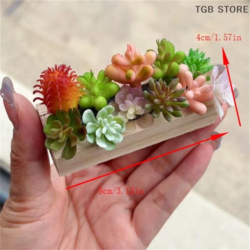 1Pcs Dollhouse Green Plant Pot Model Miniature Wooden Trough Micro Landscape Decor Ornaments Pretend Play Toys