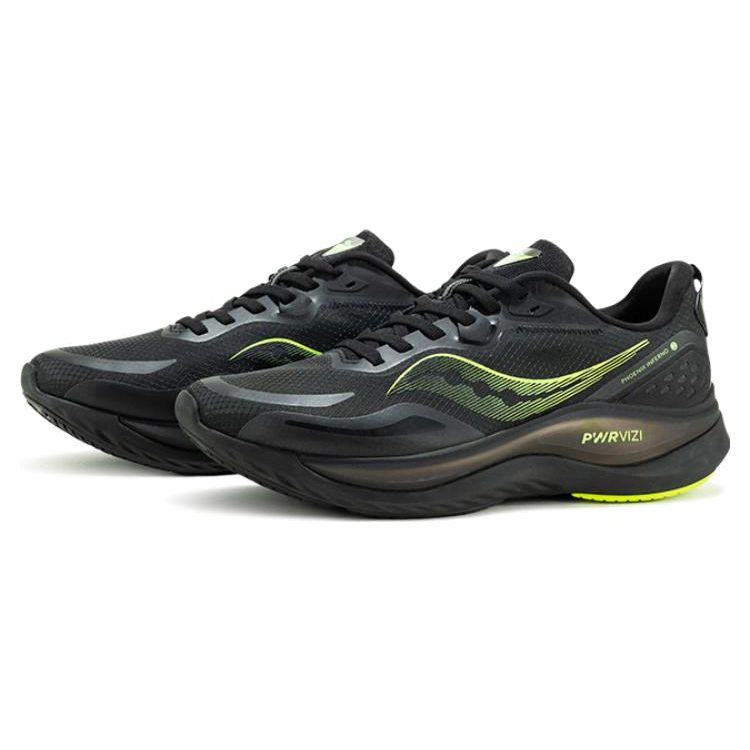 Saucony Phoenix Inferno 2 Round Toe Lace-Up Shock Absorbing Non-Slip Wear-Resistant Low-Top Running Shoes Unisex Running Shoes Black Green S28184-6