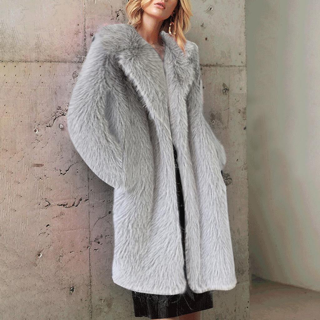 Womens Solid Color Cardigan Long Sleeve Lapel Pockets Open Front Sweaters Coat