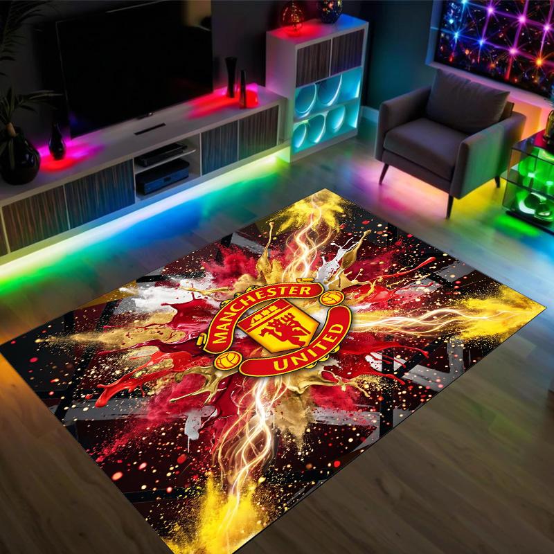 Design Manchester United Křišťálový sametový koberec Útulný Ne?Protiskluzová tištěná předložka do ložnice, obývacího pokoje, předsíně