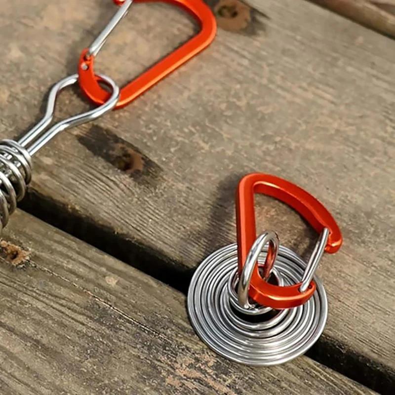Outdoor Camping Octopus Rope Buckle Camping Deck Nail Stainless Steel Fixed Tent Rope Buckle Wooden Hook Spring Wind Rope