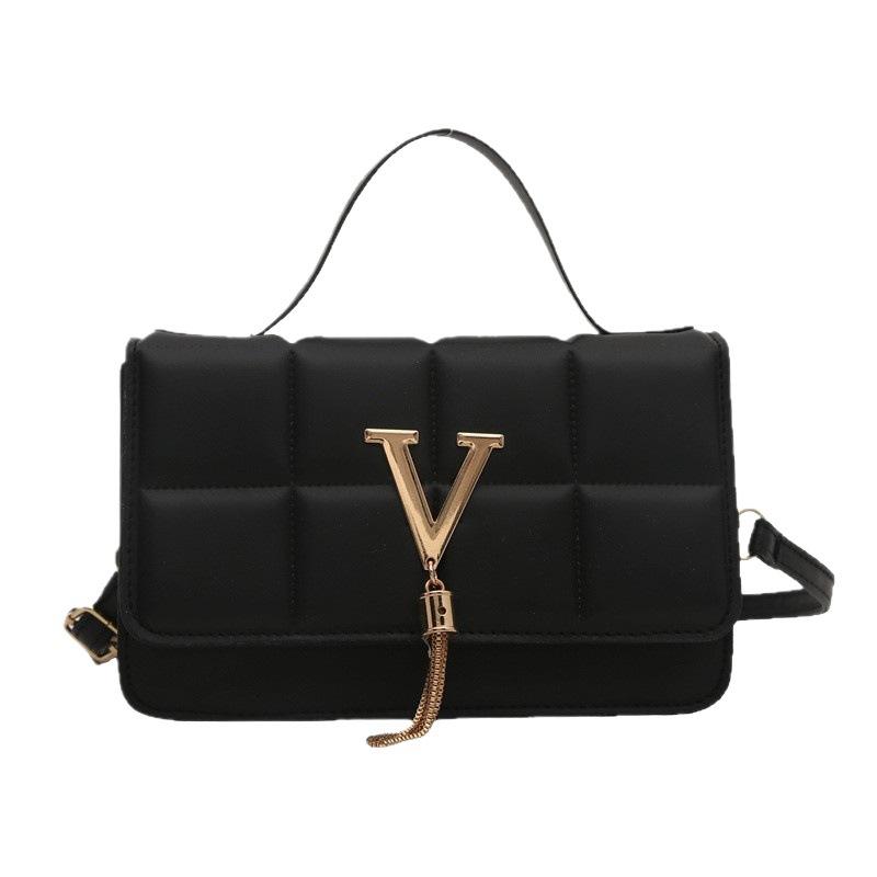 Foreign Korean Version of Simple Solid Color Bow Sewing Less Stitching Fashionable Casual Cross-shoulder Hand-held Small Square Women's Bag