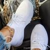 Scarpe sportive traspiranti casual grandi estive nuove da donna, nuove, suola spessa, tinta unita, allacciate frontalmente, Flyknit, scarpe da papà