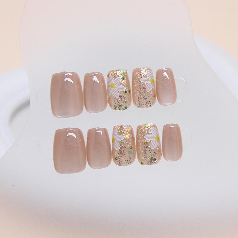 Chasing light cat's eye wearing nail removable nail art piece nail piece small short T ballet nail sub-code prefabricated nail 30 pieces
