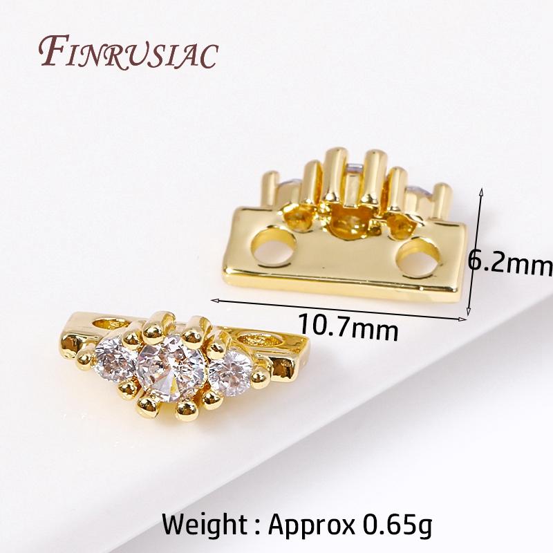 18K Gold Plated Inlaid Zircon Flower Shape Connector 2/3 Hole Spacer Accessories Separators For DIY Strands Beading Jewelry