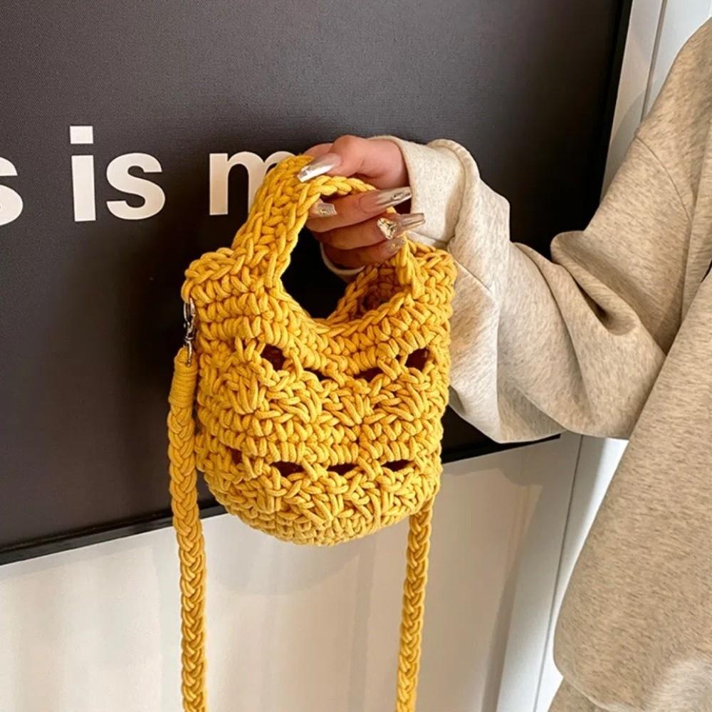 Summer Weaving Beach Bag Solid Color Women's Handbags Casual Crochet Shoulder Bag  Travel
