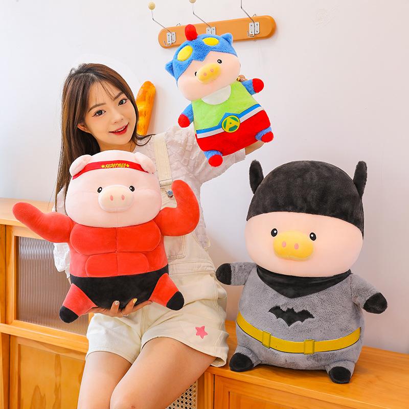 Salted Egg Superman Transforms into Pig Doll Muscle Batman Pig Plush Toy Children's Sleeping Pillow