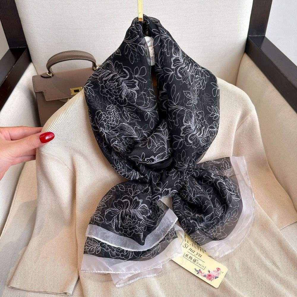 Luxury Women Hijab Shawls Elegant Thin Silk Scarf Headkerchief Luxury Silk Scarf  Female