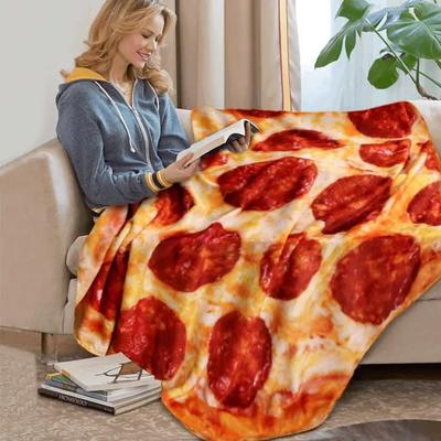Warm Coral Fleece Tortilla Pizza Blanket Mexican Round Lavash Wool Sofa Plaid Winter Fluffy Plush Large Throw Blankets