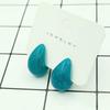 2025 New Stylish Women's C-shaped Stud Earrings Blue Enamel Water Drop Design Candy Color Lovely Wedding Zircon Aretes De Mujer