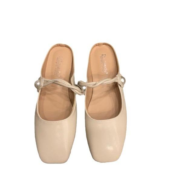 Flat-bottomed Temperament Bag Head Half Slippers Women's Shoes Outer Wear 2025 New Spring and Summer French Mary Jane Half Tray