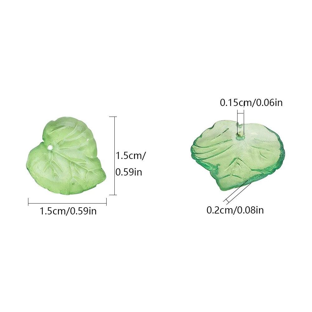 Green Transparent Leaf Shape Acrylic Bead Pendant Loose Bead For DIY Jewelry Making Necklace Bracelet Charm Accessories