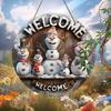 Vintage Snowman Welcome Sign - 20cm X 20cm Wooden Holiday Season Decor for Front Door, Room Aesthetics & Holiday Parties - Perf