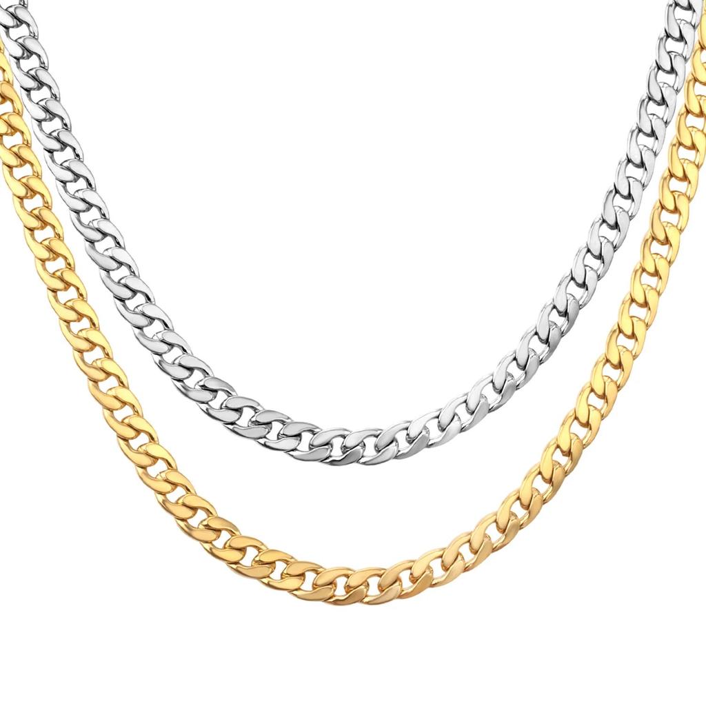 ASONSTEEL cubansk kjede halskjede for menn kvinner punk rustfritt stål fortauskant kjede chokers vintage gullfarge solid metall colla