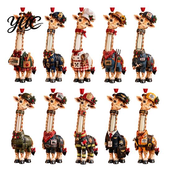 Acryl Hangende Sieraden Giraffe Kerst Geldhouder Ornament, Geldclip Decor voor Ruimtebesparende Kerstboomzak Auto, Schattige Beroepsfiguur, Decoraties