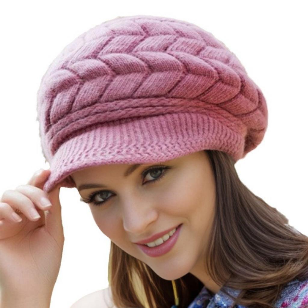 Knitted Hat, Knitted Hat, Velvet Hat, Hat with Brim, Warm Hat, Ear Protection Hat