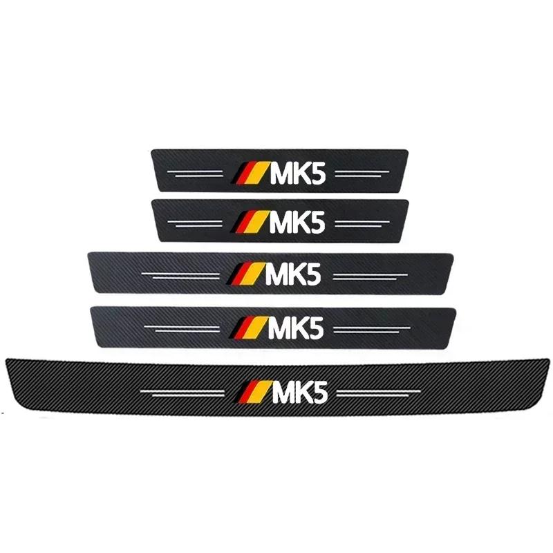 ASRHP1 Carbon Fiber Stickers for Volkswagen VW MK5 Badge Auto Door Entry Pedal Guards Tape Car Door Threshold Sill Scuff Plate Decals
