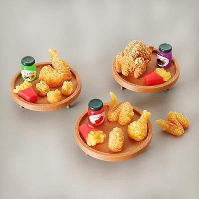 Miniature Fried Chicken & Fries Dollhouse Decor Set