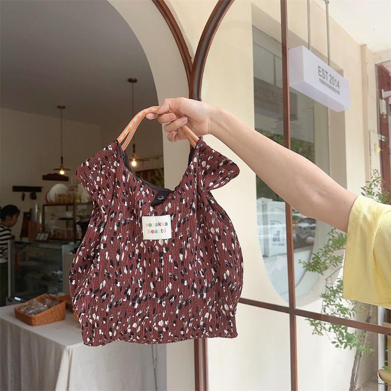 5 wrinkled cloth printed handbag spring and summer thin shopping handbag fresh floral large-capacity cloth bag