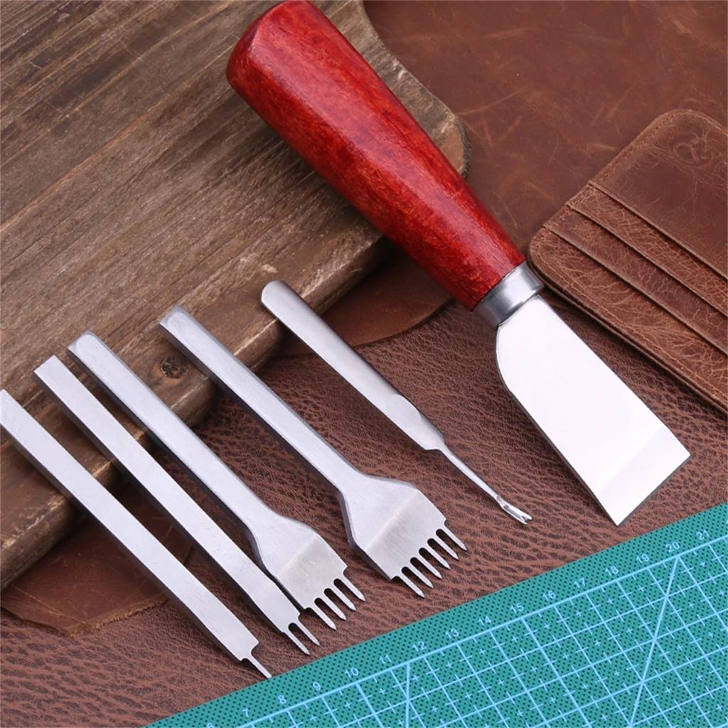 10 Pieces Leather Craft Tool Kit Hand Sewing Repair Kit Stamping Punching