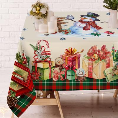 Christmas Table Cloth Rectangular Table Christmas Snowman Party And Family Party Table Decoration Antifouling Table Cloth