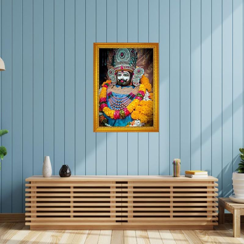 Khatu Shyam Ji | Shyam Baba | Hare Ka Sahara Baba Shyam Al Nostru Tablou cu Ramă Pictură Murală Pentru Decorarea Casei și Cadou-8x10 inch