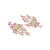 Pink Meena Lotus Design Kundan Dangler Earrings for Women
