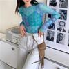 Sun Protection Garment Inner Long-Sleeve Tie-Dye T-shirt Women's Summer Mesh Undershirt Thin Ice Silk Top Cover-Up