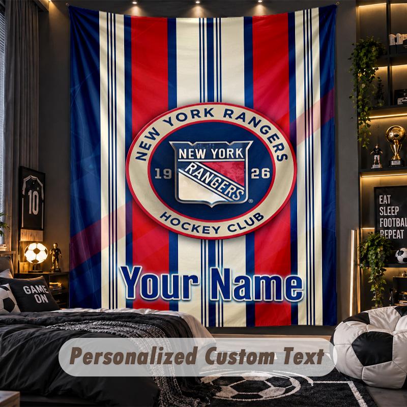 TapestryNew York Rangers Custom Name Text Personalized Wall Hanging Tapestry Home Wall Decor