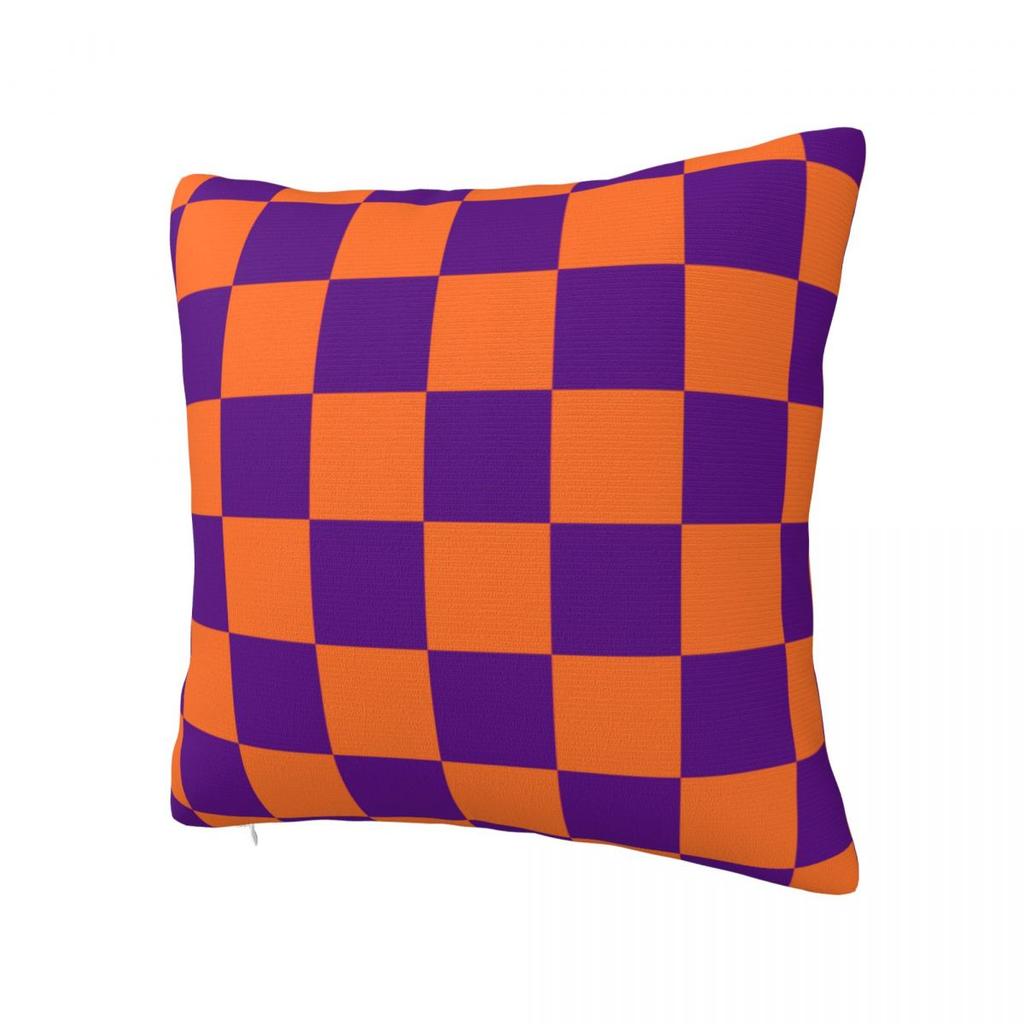 Orange And Purple Checkerboard Pillowcase Printing Fabric Cushion Cover Decoration Pillow Case Cover Bed Drop Shipping 40*40cm
