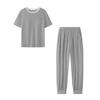 Ice Cloud Cool Feel Color-Blocked Round Neck Short Sleeve Pocket Pajamas with Cups