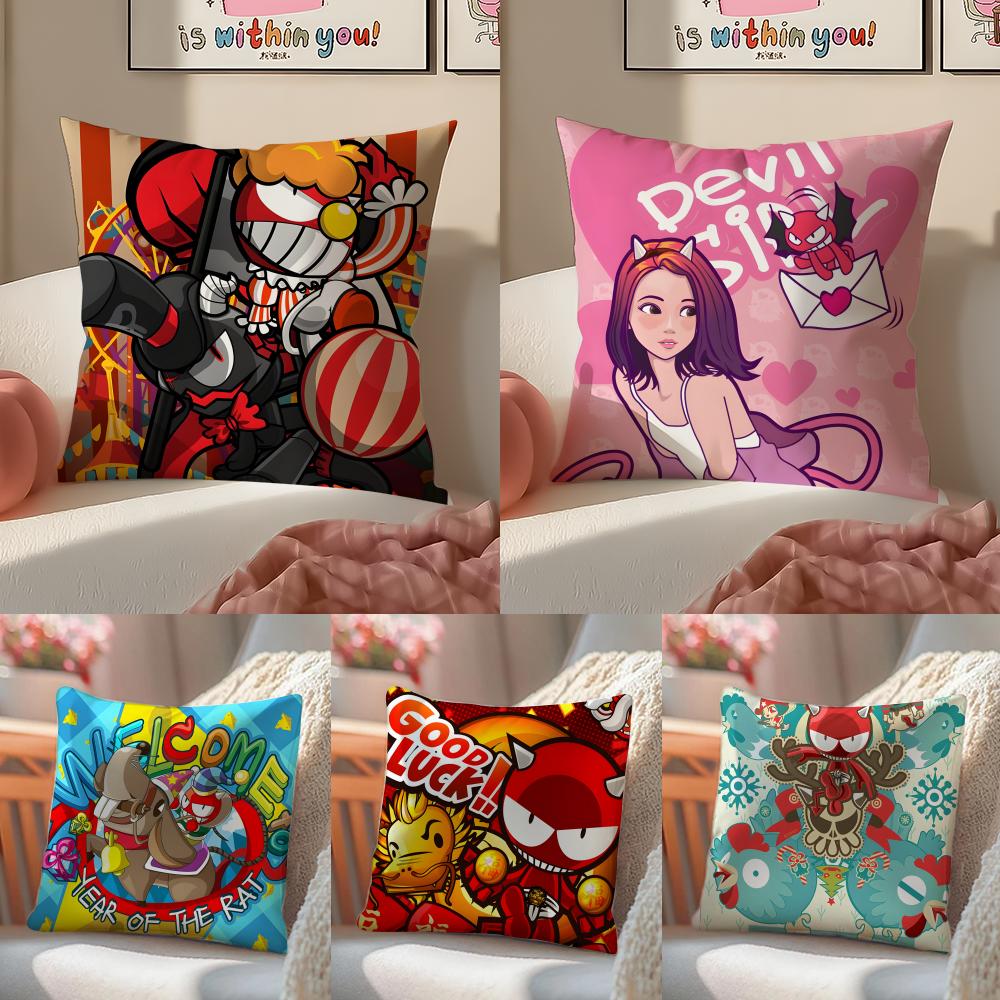 Mode DDADA DDEVIL DEVILS Kissenbezug Kissenhülle Kurzer Plüsch Verdeckter Reißverschluss Raum Sofa Kissenbezug