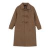 Horn Button Woolen Coat Women's Autumn and Winter Woolen Coat Petite Hepburn Style