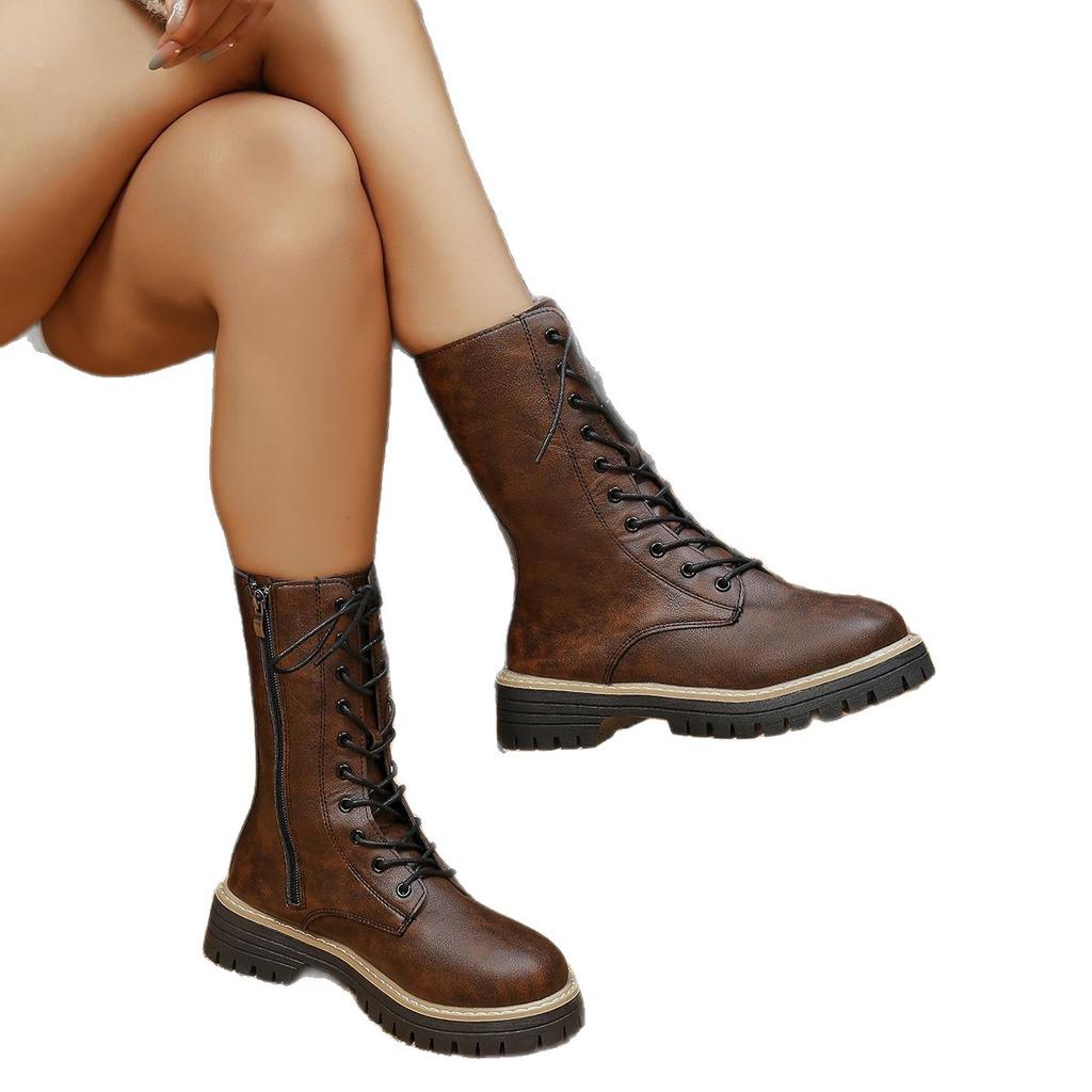 Plus Size Martin Boots Women's New Versatile Single Boots Platform Boots Women's Boots for Autumn 2025