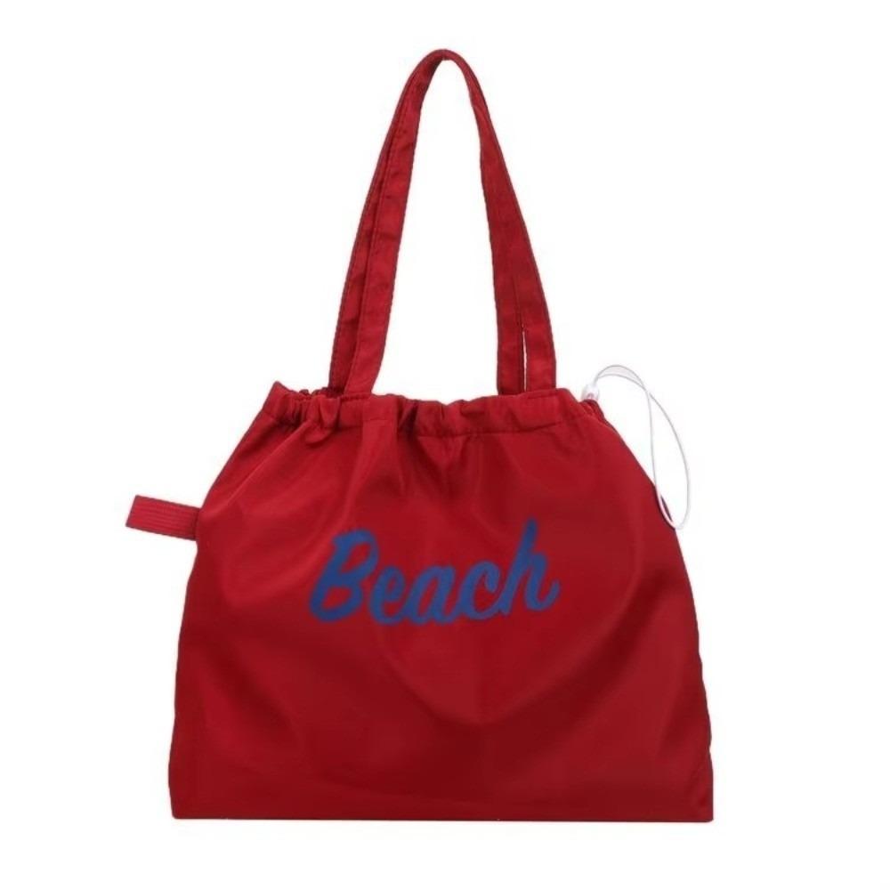 Fashion Canvas Shoulder Bag Portable Casual Handbag Large Capacity Letters Printed String Tote Bag Shopping