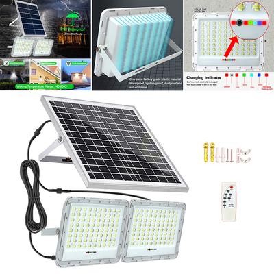 2 Köpfe Stufenloses Dimmen Licht Wasserdichte LED Flutlicht Fernbedienung Solar Landschaftsstrahler für Außen Gartenweg Straße
