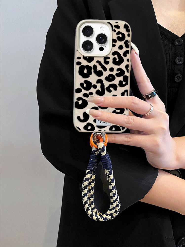 Case For POCO F7 Ultra F5 F6 M7 M6 X5 X6 X7 PRO X3 X4 GT Xiaomi 14T 15T Pro 15 Leopard Print With Lanyard Matte PU Leather Cover
