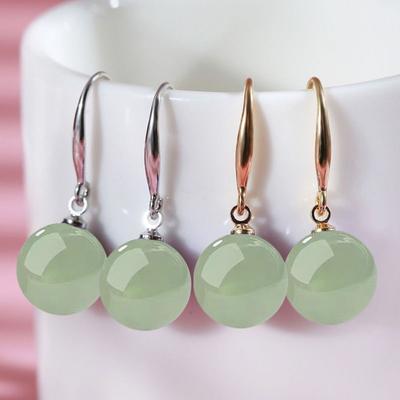 Pendientes Largos de Concha Simulación Verde Gancho de Oreja Pendientes Colgantes Exquisitos Femeninos