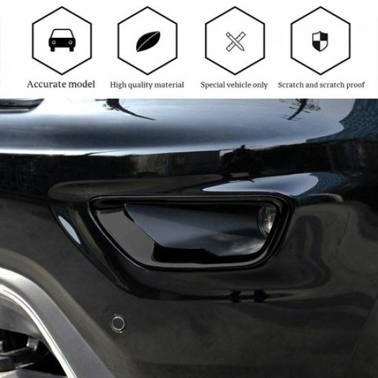 Car Front Fog Light Cover Fog Lamp Frame Trim For Jeep Grand Cherokee 18+ Black
