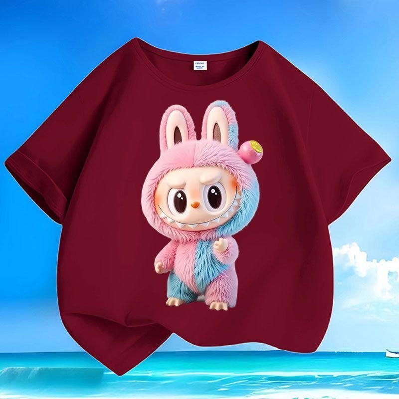 

Cute Pure Cotton Versatile Tops for Children, Short-sleeved Casual T-shirts for Boys and Girls Summer 160