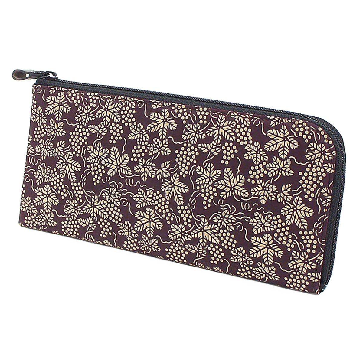 

Inden Long Wallet Bundle A Zipper Deerskin Purple x White Lacquer Grape Pattern [Indenya] L-shaped 2315-16-120
