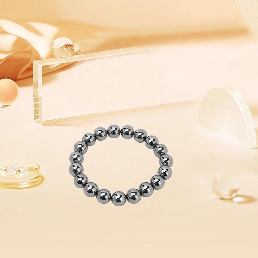 10mm Round Terahertz Beads Bracelet Energy Stone Elastic Flexible Stylish Stretch Bracelet for Men Women