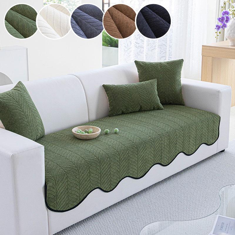 

1PC-Premium Sofa Cushion with Four Seasons Universal Fixed Anti slip and Anti Cat Scratch Cushion, Straight Line Sofa Cushion 90*90cm зелений