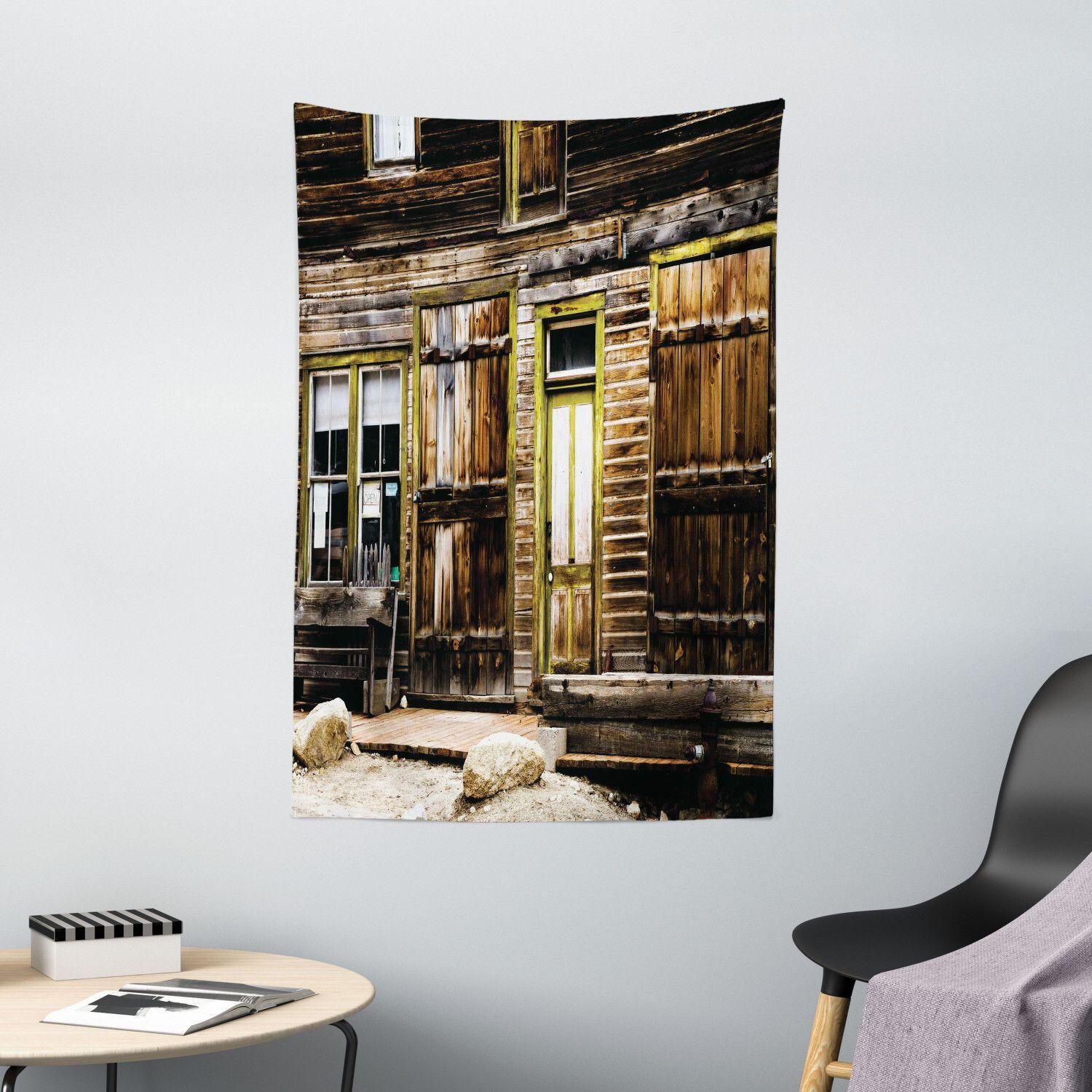 Tapestry rustic wooden planks and stones 75x100 чёрный