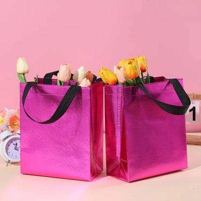 5pcs Aluminized Film Gift Package Bag with Handles Reusable Gift Wrapping Bag Non Woven Leak Proof Shopping Bag Storage Supplies