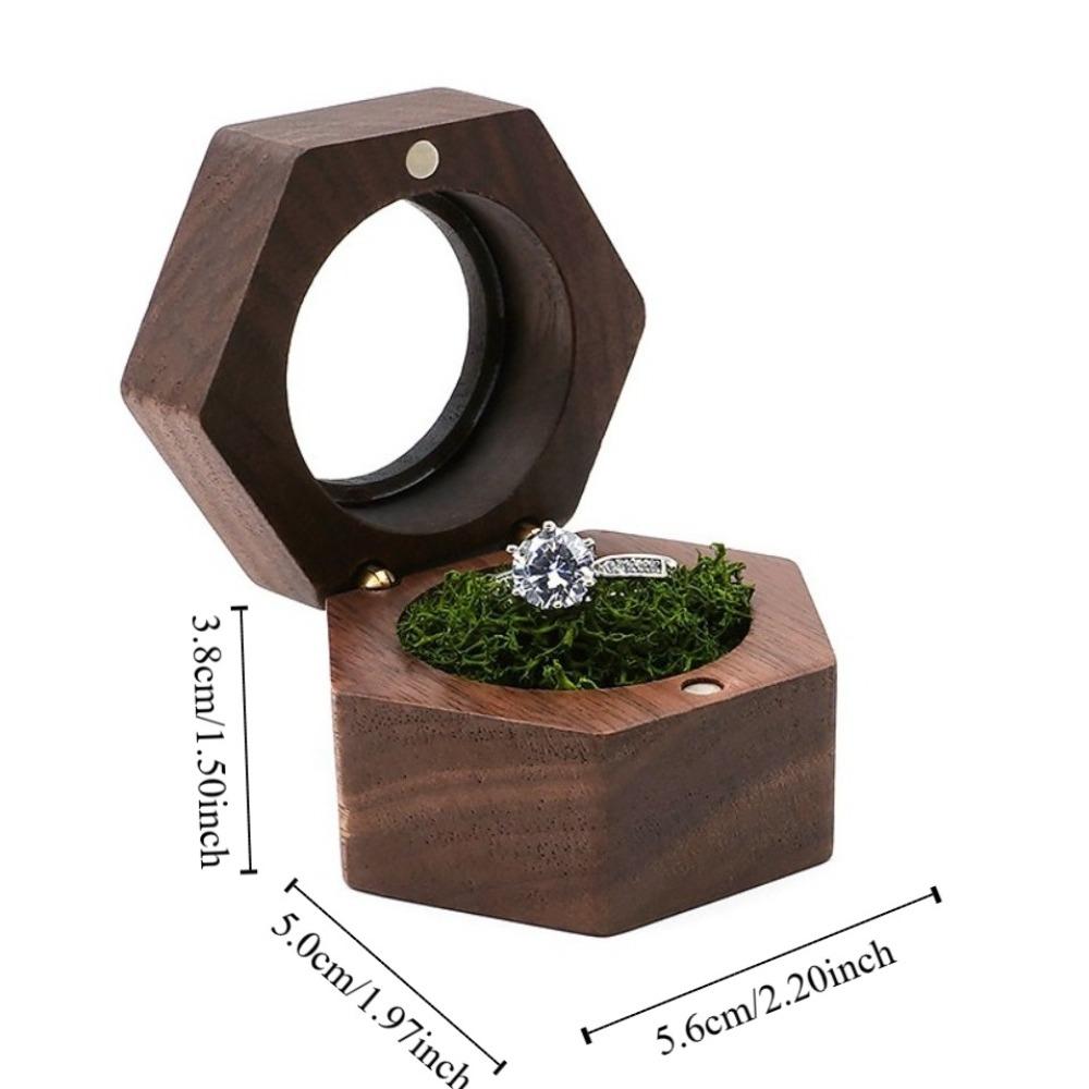 Transparent Window Wooden Ring Box Engagement Ring Display Holder Portable Ring Bearer Box  Gifts