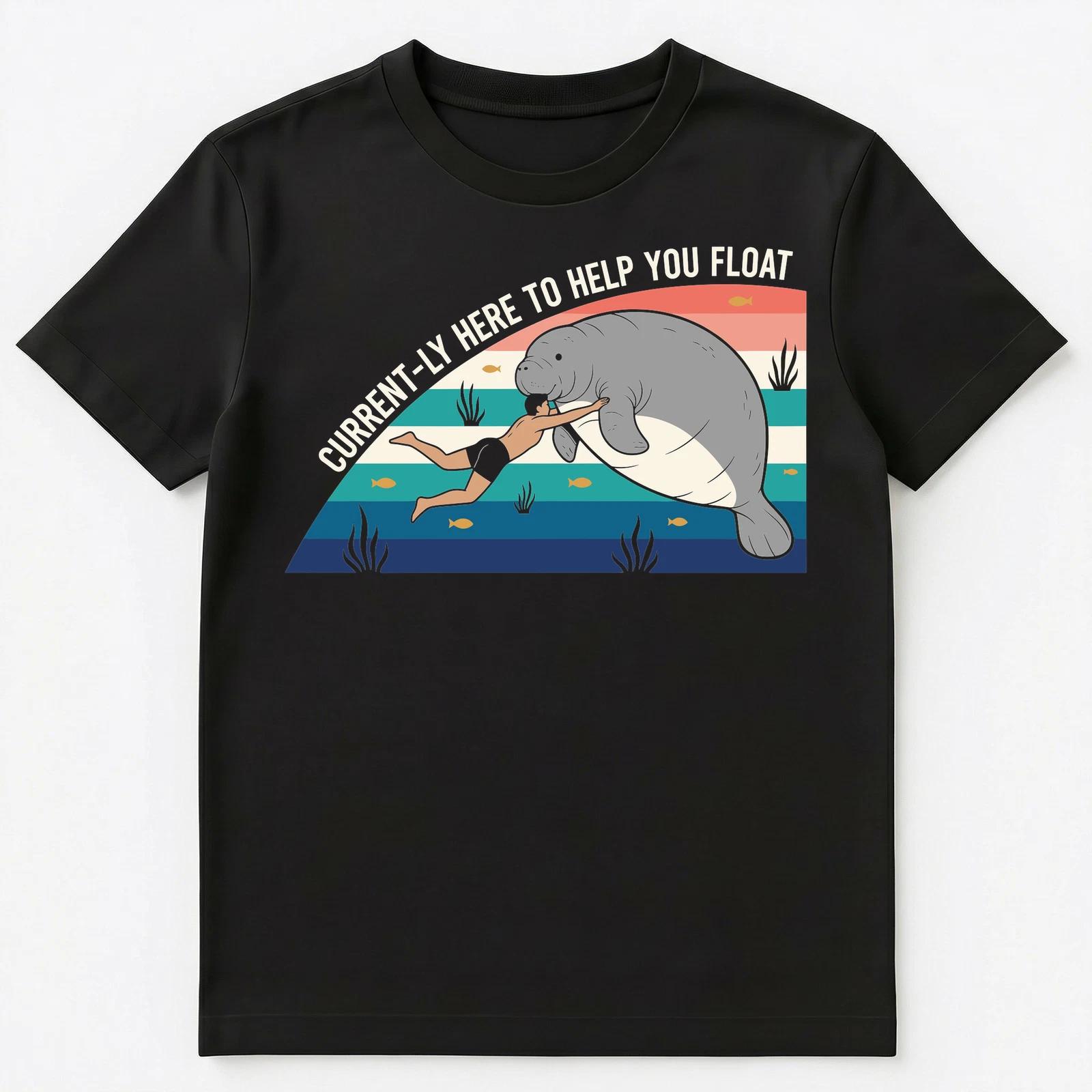 

Quirky Manatee Floating Companion Design Unisex T-Shirt XL